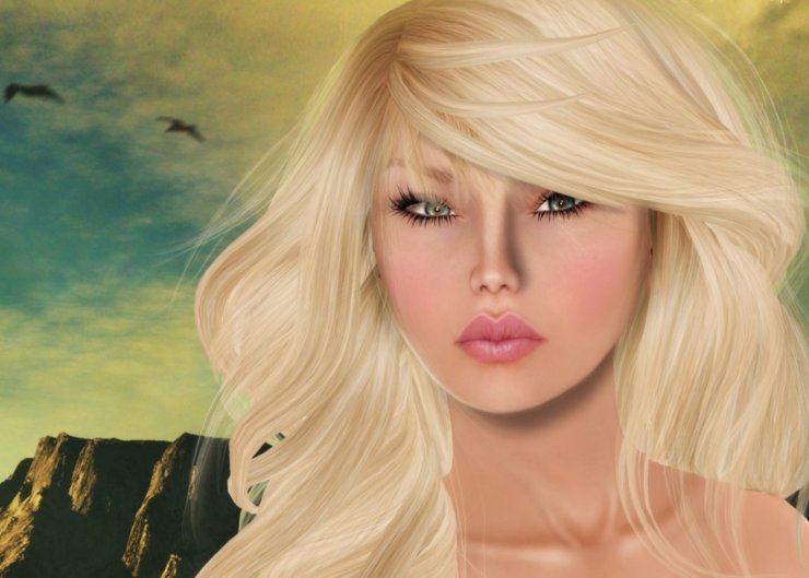 Kobiety fantasy - kobieta_blondynka_gory_niebo.jpg