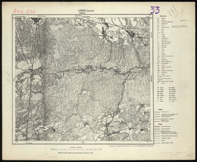 Mapa taktyczna Polski 1_100 000 - przedruki map zaborczych w cięciu rosyjskim - XXIII-22_LUNINIEC_poludnie_IWG_1921.jpg