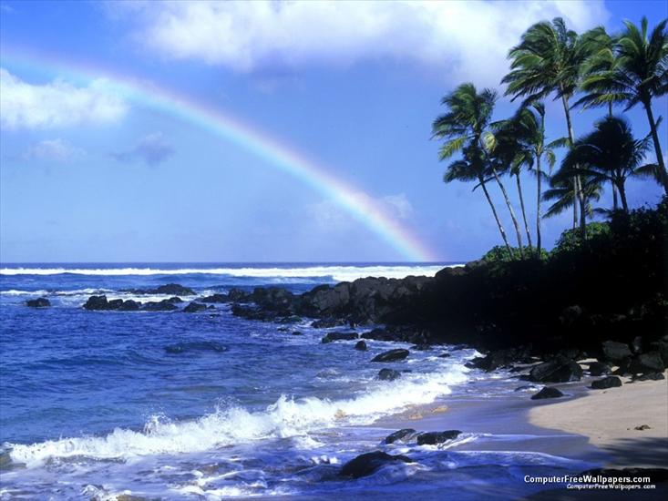 Krajobrazy i inne - Rainbow Over the North Shore Coastline, Oahu, Hawaii.jpg