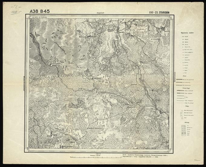 Mapa taktyczna Polski 1_100 000 - przedruki map zaborczych w cięciu rosyjskim - A38_B45_XXI-23_STAROBIN_1923_300dpi.jpg