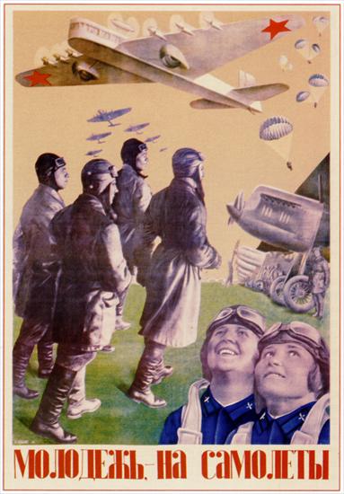 Plakat radziecki 1932-41 - Molodezh na samaleti 1934 Klucis.jpg