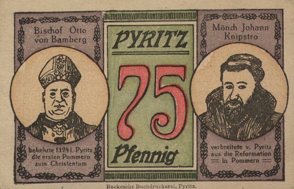 Banknoty - Pyrzyce 1921 Pfennig 75 rewers.jpg
